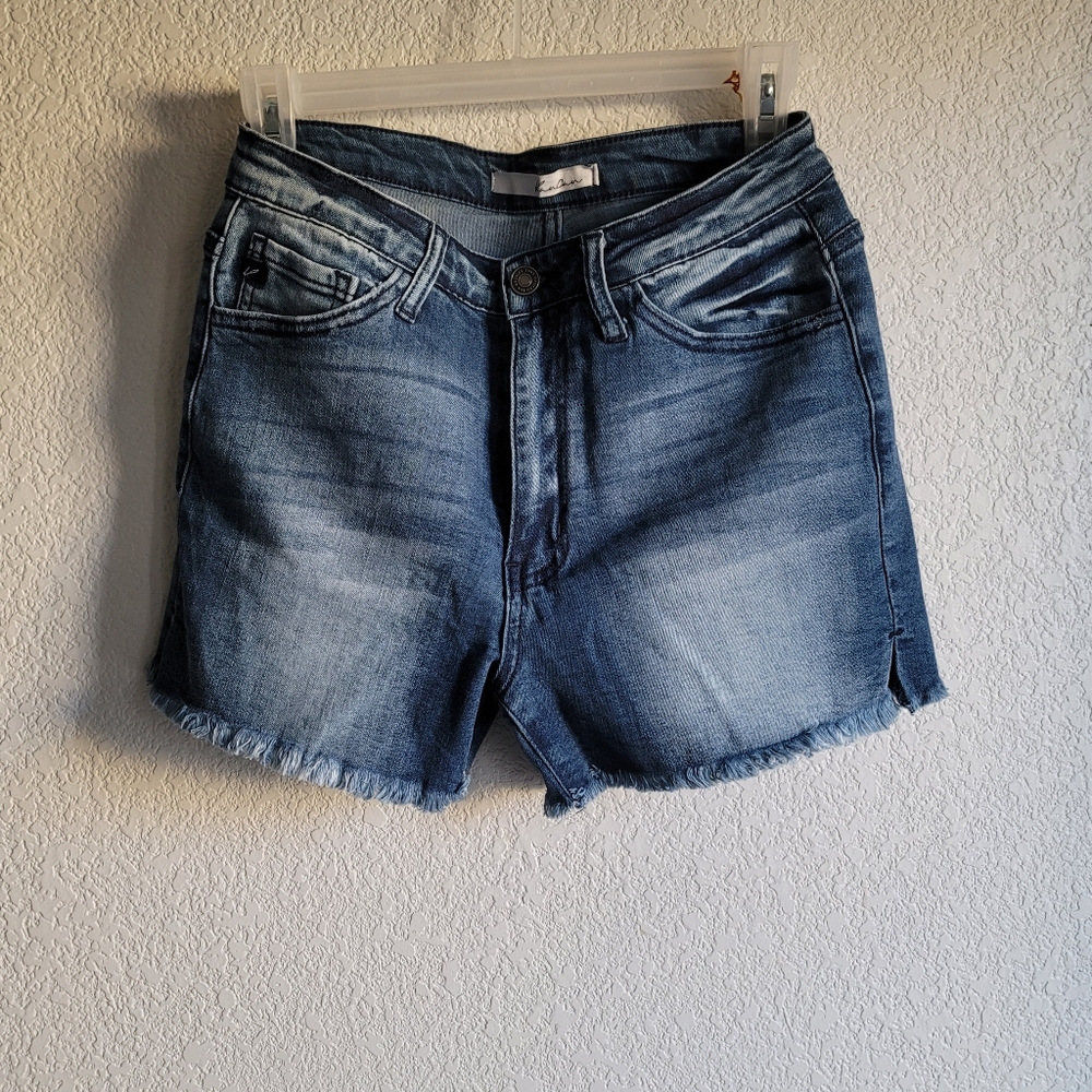 KANCAN Womens LARGE L Blue Jean Cutoff Shorts Boho Essential Frayed Summer Jorts